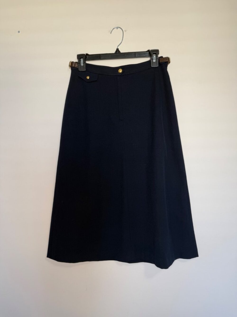 Lauren Ralph Lauren Vintage A-Line Wool Blend Skirt Navy Womens 4